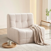 Artiss Single Boneless Couch White Fabric