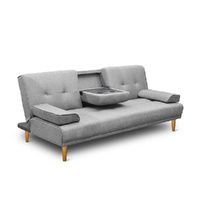 Artiss 188cm Sofa Bed Grey Faux Linen Convertible