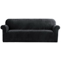 Artiss 4 Seater Velvet Sofa Cover Black