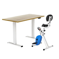 Artiss 140cm Standing Desk with Under Desk Folding X-Bike Oak