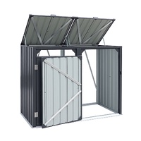 Giantz Bin Shed Double Wheelie Waste Bins Storage Steel Garden Enclosure Grey