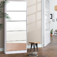 Artiss Shoe Rack Cabinet with Mirror 25 Pairs White