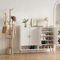 Artiss Shoe Rack Cabinet & Clothes Rack Set Storage Shelf White Pine