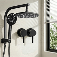 Cefito 9'' Round Rain Shower Head Dual Tap Set Chrome