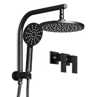 Cefito 9'' Round Rain Shower Head Dual Tap Set Black