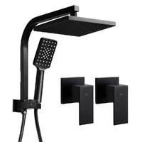 Cefito 8'' Square Rain Shower Head Set with Twin Taps Black