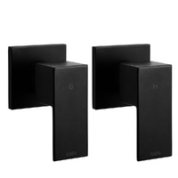 Cefito Twin Wall Bathroom Tap Brass Hot Cold Basin Black