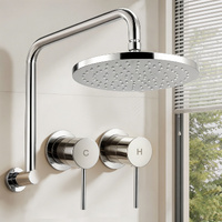 Cefito 9'' Round Rain Shower Head with Twin Swivel Wall Tap Chrome