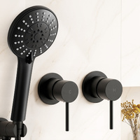 Cefito 4.5'' Handheld Shower Head Round Twin Swivel Tap Black