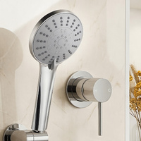 Cefito 4.5'' Handheld Shower Head Round Mixer Wall Tap Chrome
