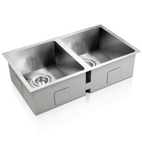 Cefito 77x45cm Double Bowl Stainless Steel Kitchen Sink Silver