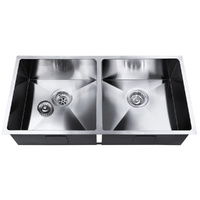 Cefito 86x44cm Stainless Steel Double Bowl Kitchen Sink Silver