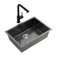 Cefito 30x45cm Single Bowl Kitchen Sink Mixer Tap Black