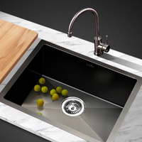 Cefito 45x30cm Stainless Steel Single Bowl Kitchen Sink Black