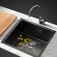Cefito 51x45cm Stainless Steel Kitchen Sink Single Bowl Black