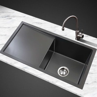 Cefito 75x45cm Stainless Steel Kitchen Sink Single Bowl Black