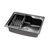 Cefito 61x43cm Stainless Steel Single Bowl Kitchen Sink Black Drain
