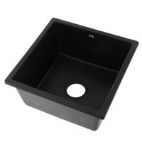 Cefito 450x450mm Granite Single Bowl Laundry Sink Black