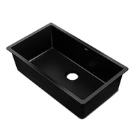 Cefito Stone Kitchen Sink 790x450mm Granite Under/Topmount Single Bowl Black