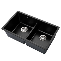 Cefito Stone Kitchen Sink 790x460mm Granite Under/Topmount Double Bowl Black