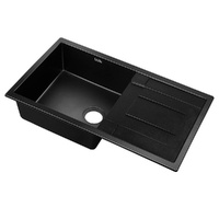 Cefito Stone Kitchen Sink 860x500mm Granite Under/Topmount Single Bowl Black