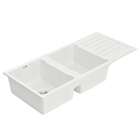 Cefito Granite Stone Kitchen Sink 116x50cm Double Bowl White