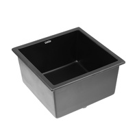 Cefito Granite Stone Kitchen Sink 45x45cm Single Bowl Black