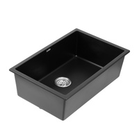 Cefito Granite Stone Kitchen Sink 70x45cm Single Bowl Black