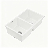 Cefito Granite Stone Kitchen Sink 77x45cm Double Bowl White