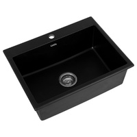 Cefito Granite Stone Kitchen Sink 60x47cm Single Bowl Black