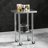 Cefito Stainless Steel Kitchen Work Bench with Wheels 61x46cm