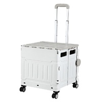 Emajin 75L Foldable Shopping Trolley Cart White