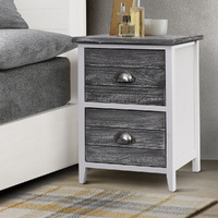 Artiss THYME 2 Drawer Bedside Table Grey x2