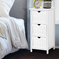 Artiss 3 Drawer Bedside Table Bathroom Cabinet White