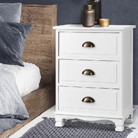 Artiss THYME 3 Drawer Bedside Table White