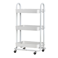 Artiss 3 Tier Storage Trolley Kitchen Cart with Wheels White