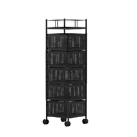 Artiss 5 Tier Storage Trolley Kitchen Cart Black