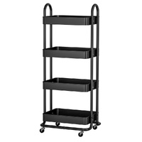 Artiss 4 Tier Storage Trolley Kitchen Cart Black