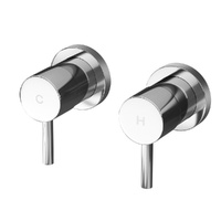 Cefito Basin Twin Tap Wall Round Brass Faucet Chrome