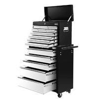 Giantz 15 Drawer Tool Chest Trolley 2-in-1 Storage Black Grey