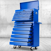 Giantz 17 Drawer Tool Box Cabinet Chest Trolley Garage Storage Blue