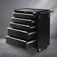 Giantz 5 Drawer Tool Box Cabinet Chest Trolley Garage Storage Black