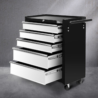 Giantz 5 Drawer Tool Box Cabinet Chest Trolley Garage Storage Grey
