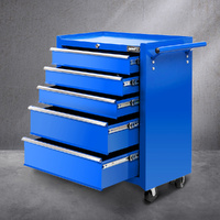 Giantz 5 Drawer Tool Box Cabinet Chest Trolley Garage Storage Blue