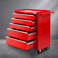 Giantz 5 Drawer Tool Box Cabinet Trolley Chest Red Garage Storage