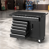 Giantz 6 Drawer Tool Chest Cabinet Trolley Black Wheels Storage