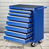 Giantz 7 Drawer Tool Box Cabinet Trolley Blue Garage Storage