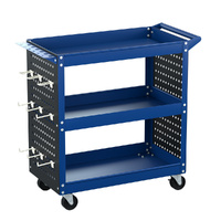 Giantz 3-Tier Tool Cart Trolley with Pegboard Hooks Blue
