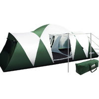 Weisshorn 12 Person Family Camping Tent 3 Rooms Green Dome