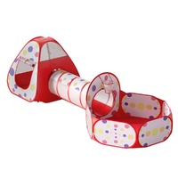 Keezi Kids Play Tent Teepee Pop Up Tunnel Basketball Hoop Red